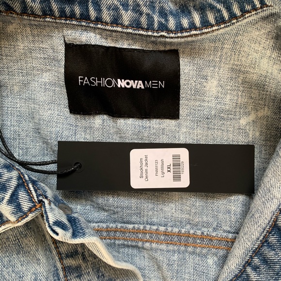 Fashion Nova Mens Denim Jacket Size XXL Acid Wash - Picture 4 of 8
